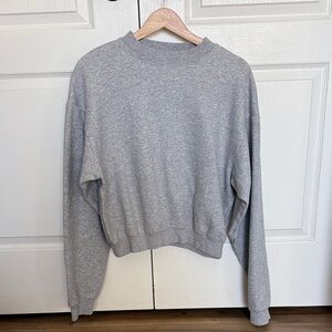 SKIMS Classic Heather Gray Cropped Crewneck Sweatshirt